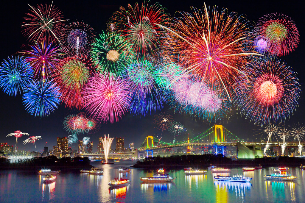 Fireworks Festival in Tokyo, Japan jigsaw puzzle in Puzzle of the Day puzzles on TheJigsawPuzzles.com