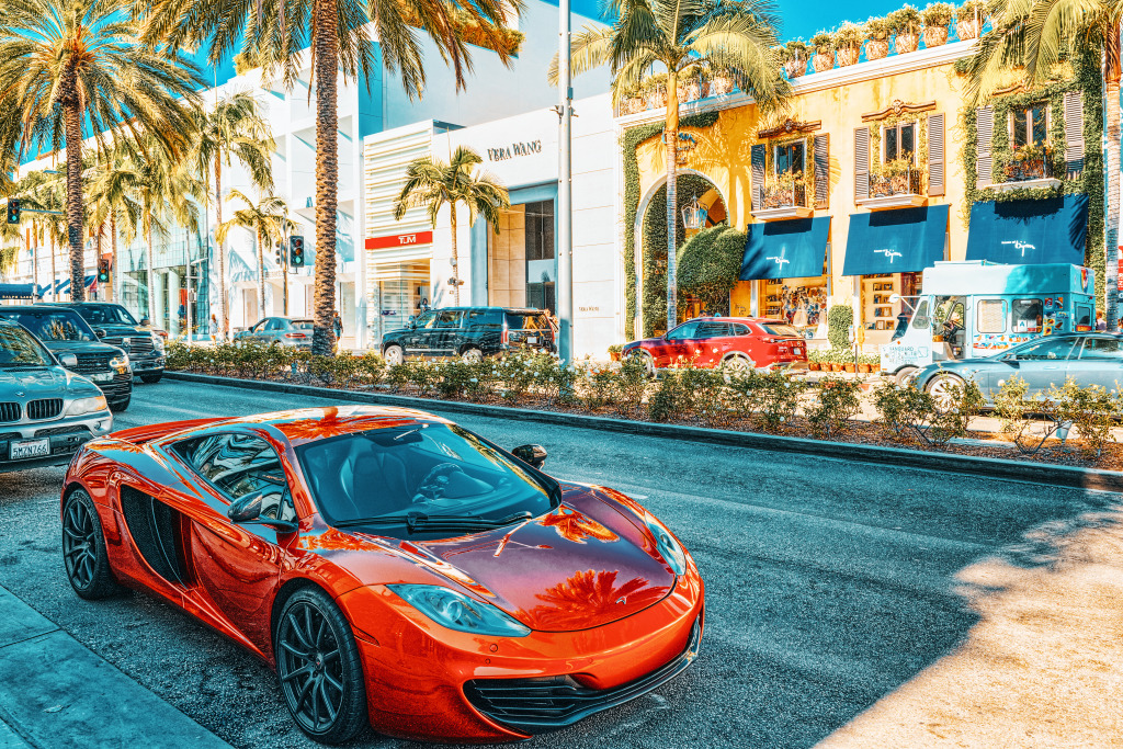 Rodeo Drive in Hollywood jigsaw puzzle in Autos & Motorräder puzzles on TheJigsawPuzzles.com