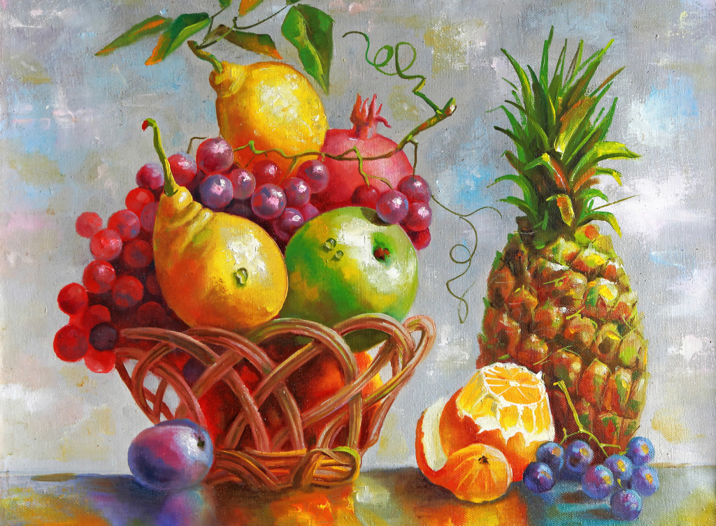 Nature morte avec un ananas jigsaw puzzle in Fruits & Légumes puzzles on TheJigsawPuzzles.com