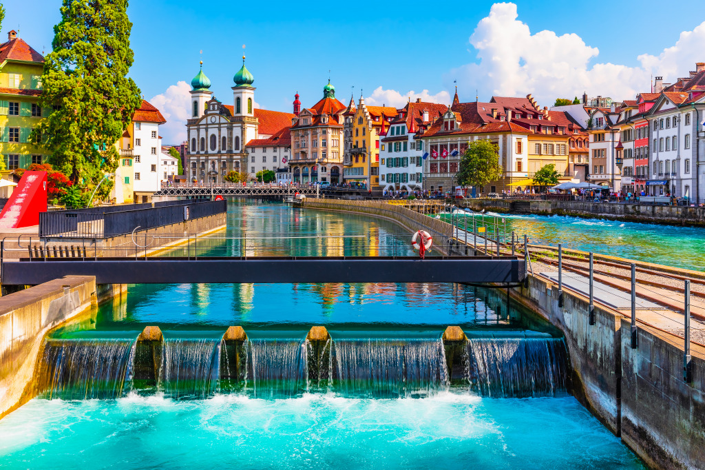 Lucerne Old Town, Switzerland jigsaw puzzle in Waterfalls puzzles on TheJigsawPuzzles.com
