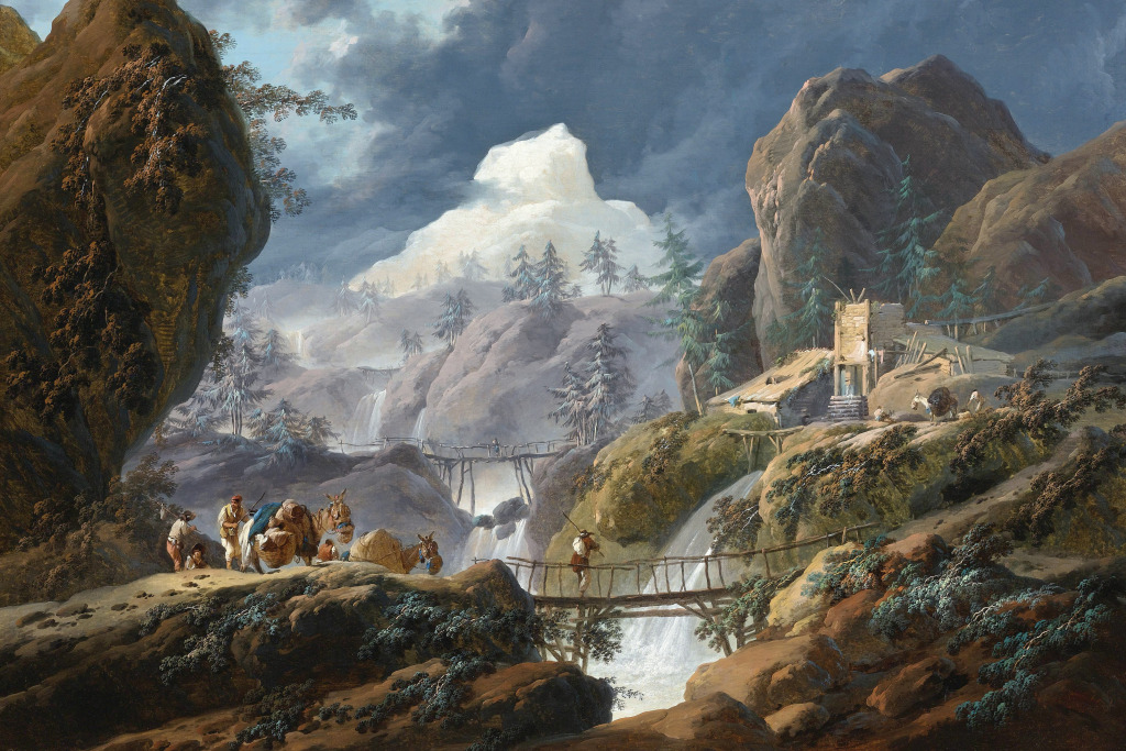 Mountainous Landscape with Foot Bridges jigsaw puzzle in Waterfalls puzzles on TheJigsawPuzzles.com