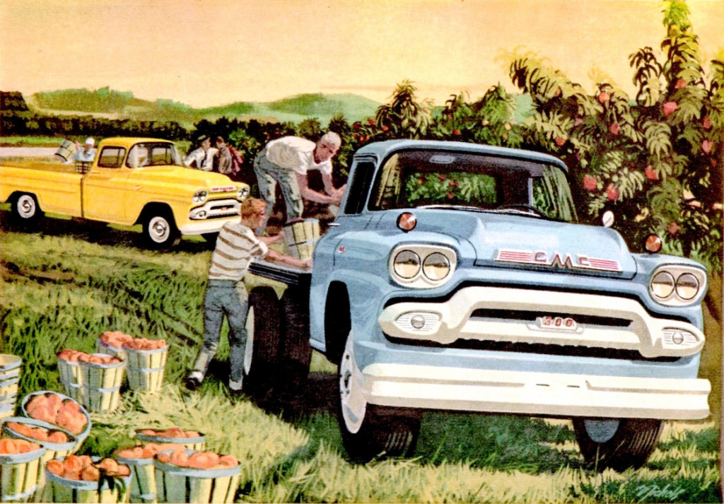 1959 GMC Pickup & Flatbed Truck jigsaw puzzle in Cars & Bikes puzzles on TheJigsawPuzzles.com