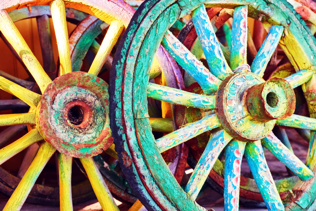 Roues de chariot jigsaw puzzle in Macrophotographie puzzles on TheJigsawPuzzles.com