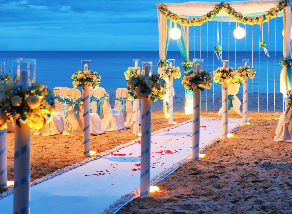 Wedding Arch on the Beach jigsaw puzzle in Valentine's Day puzzles on TheJigsawPuzzles.com