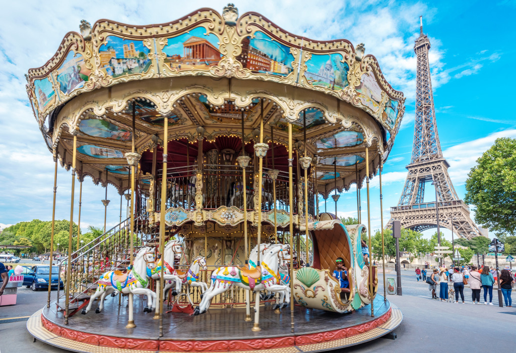 Eiffel Tower and Carousel, Palais de Chaillot jigsaw puzzle in Puzzle of the Day puzzles on TheJigsawPuzzles.com