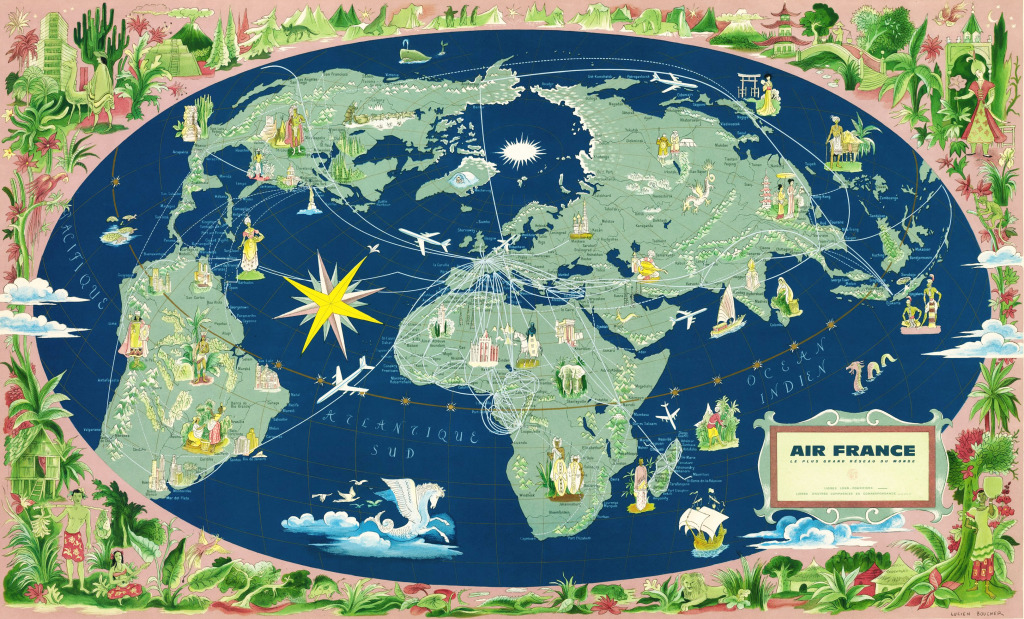 Air France Map of the World jigsaw puzzle in Aviation puzzles on TheJigsawPuzzles.com