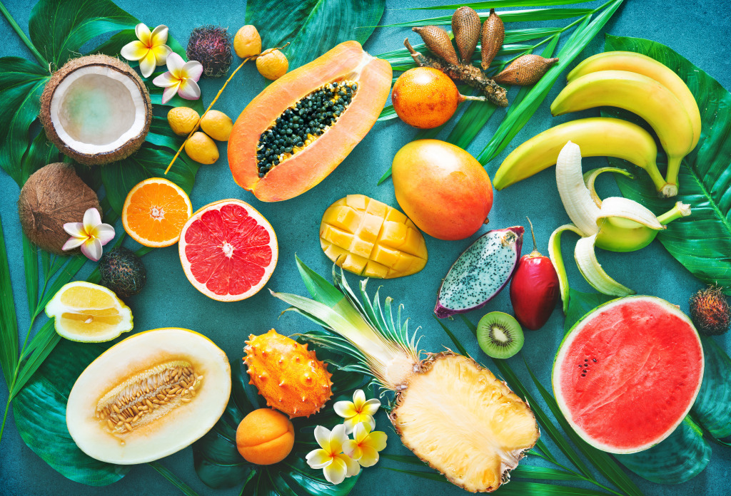Assortment of Tropical Fruits jigsaw puzzle in Fruits & Veggies puzzles on TheJigsawPuzzles.com
