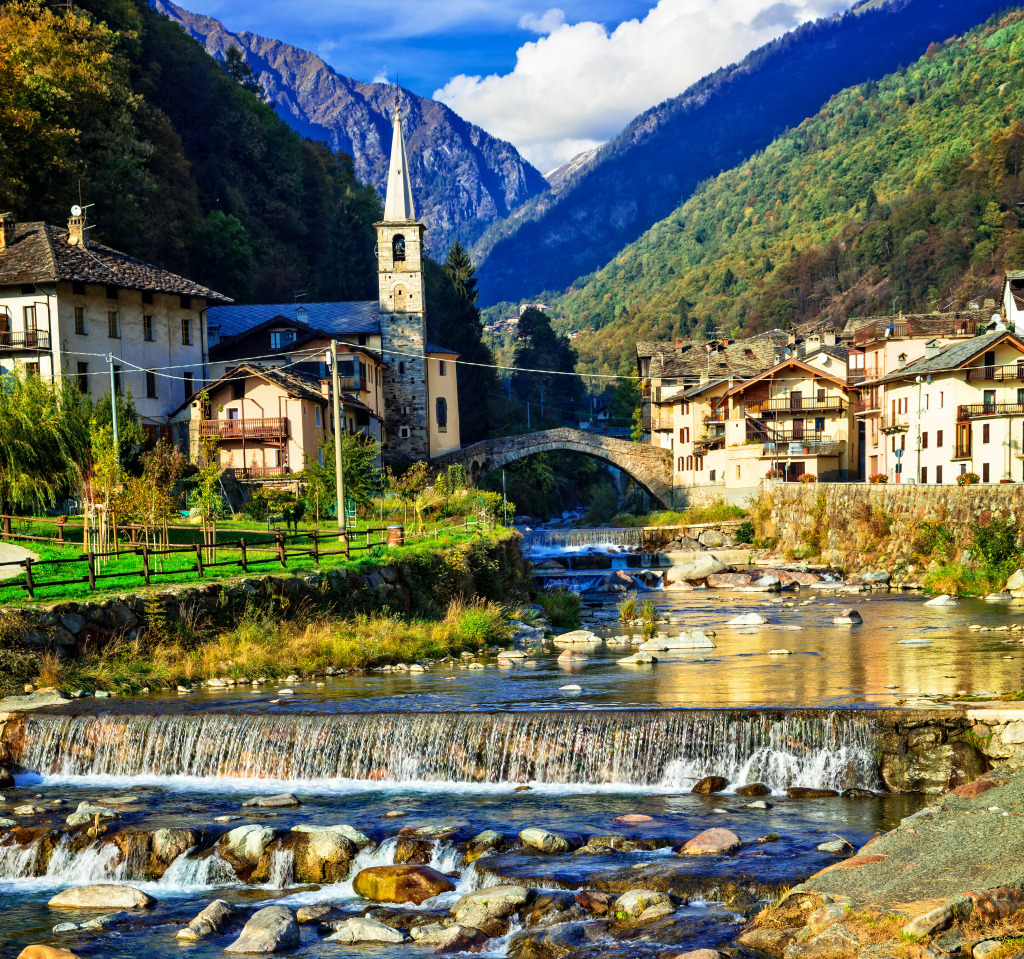 Valle d'Aosta, Italian Alps jigsaw puzzle in Waterfalls puzzles on TheJigsawPuzzles.com