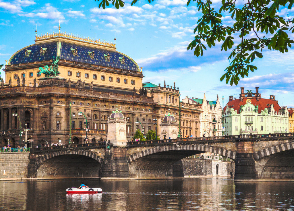 Bridge and National Theater in Prague jigsaw puzzle in Bridges puzzles on TheJigsawPuzzles.com