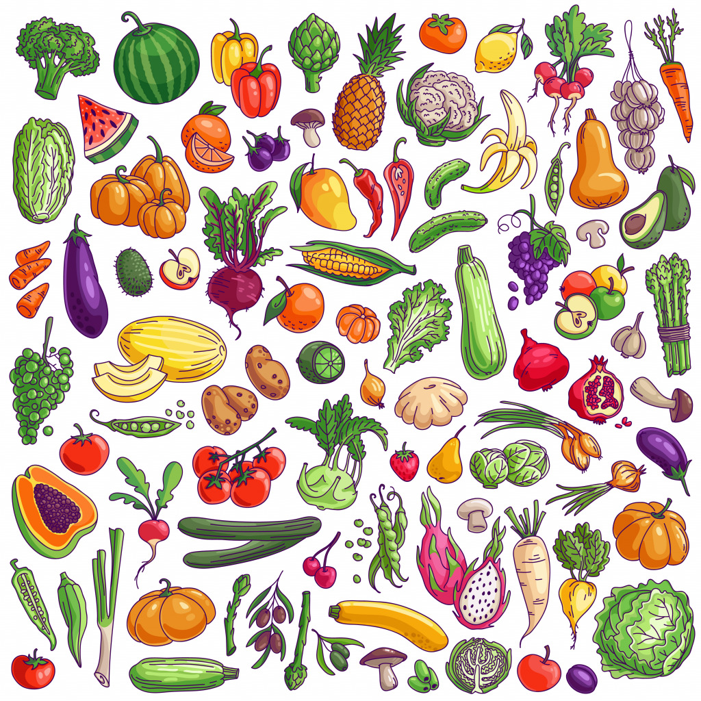 Assorted Fruits and Vegetables jigsaw puzzle in Fruits & Veggies puzzles on TheJigsawPuzzles.com