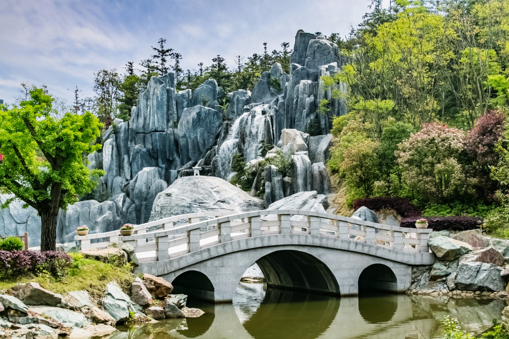 Парк озера Гинкго, Нанкин, Китай jigsaw puzzle in Водопады puzzles on TheJigsawPuzzles.com
