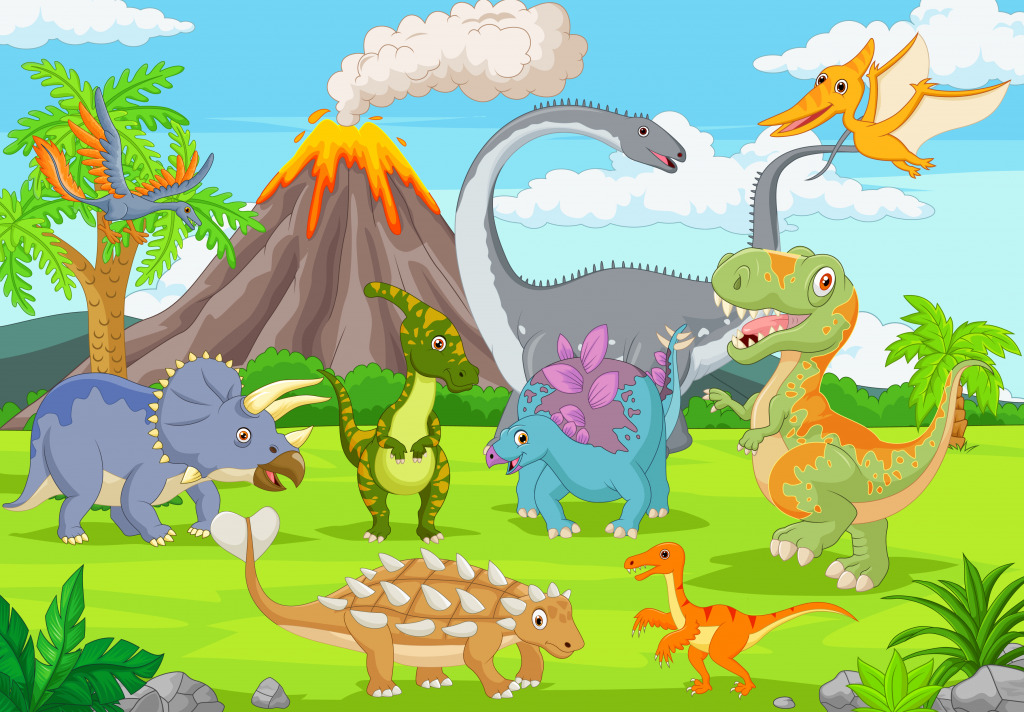 Lustige Dinosaurier im Dschungel jigsaw puzzle in Kinder Puzzles puzzles on TheJigsawPuzzles.com
