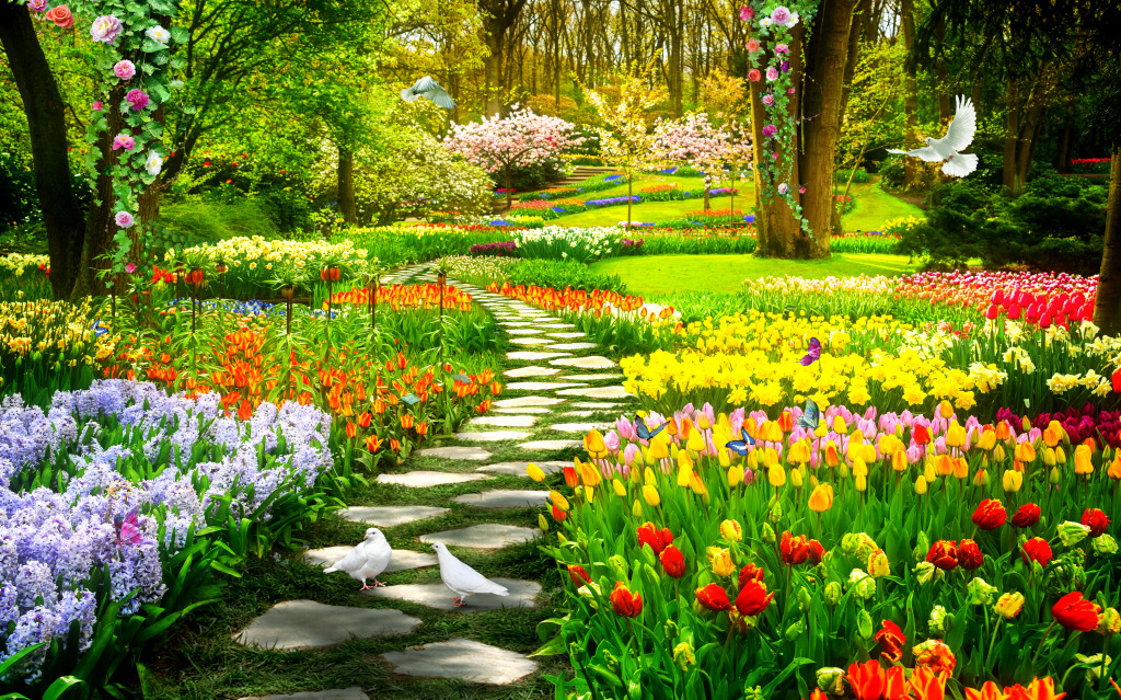 Flowers in the Amsterdam Garden jigsaw puzzle in Flowers puzzles on TheJigsawPuzzles.com