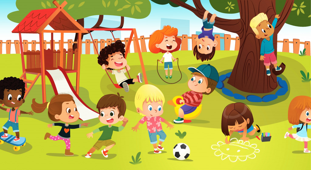 Kids Playing in the Park jigsaw puzzle in Kids Puzzles puzzles on TheJigsawPuzzles.com