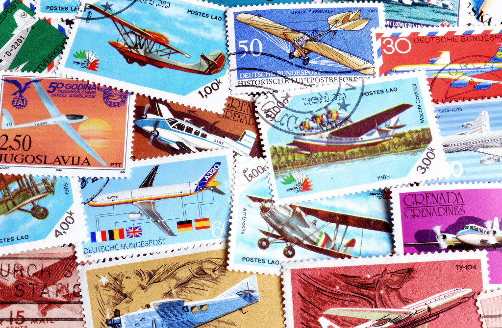 Aviation Postage Stamps jigsaw puzzle in Aviation puzzles on TheJigsawPuzzles.com
