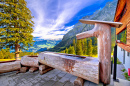 Wooden Fountain, Village in the Swiss Alps