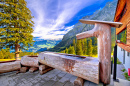 Wooden Fountain, Village in the Swiss Alps