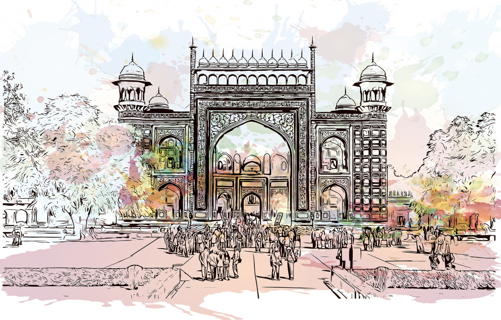 Taj Mahal Mausoleum, Agra, Indien jigsaw puzzle in Schlösser puzzles on TheJigsawPuzzles.com