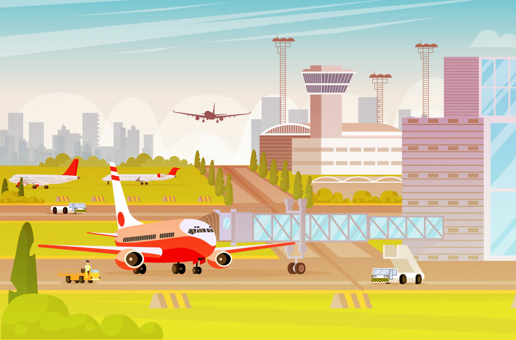 Big City Airport jigsaw puzzle in Aviation puzzles on TheJigsawPuzzles.com