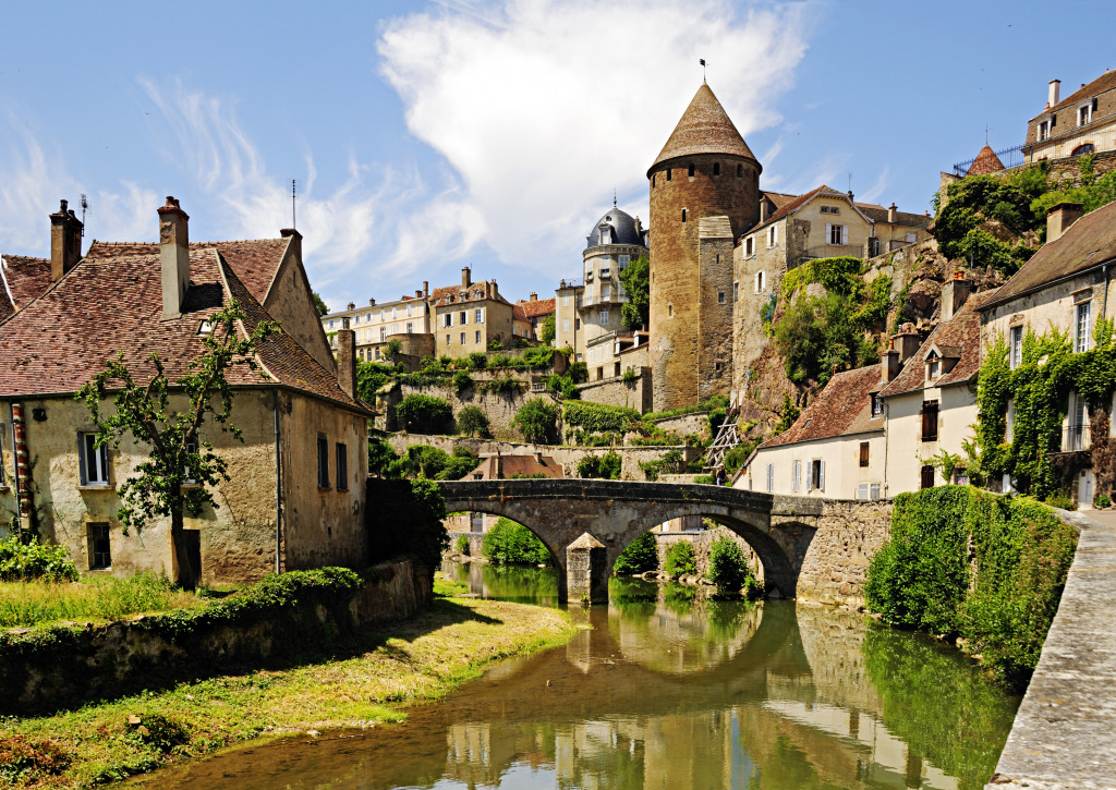 Medieval Burgundy Town of Semur En Auxois jigsaw puzzle in Bridges puzzles on TheJigsawPuzzles.com