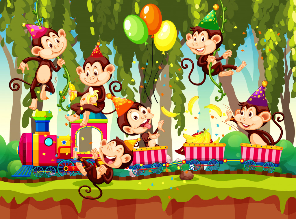 Macacos Festeiros jigsaw puzzle in Infantil puzzles on TheJigsawPuzzles.com