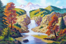 Autumn Landscape with a Waterfall