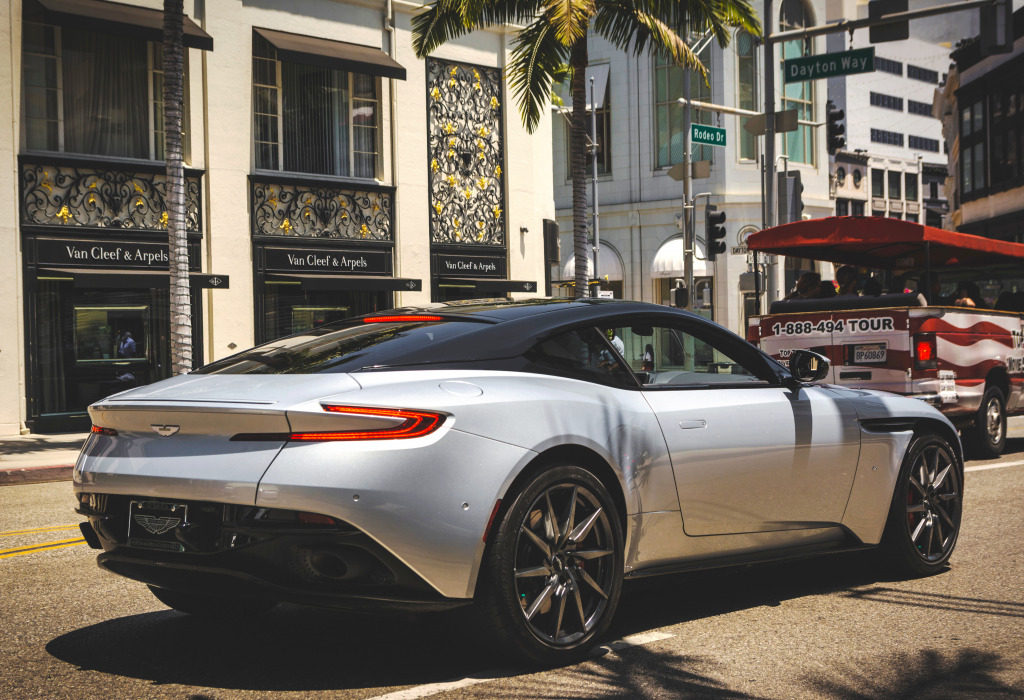 Aston Martin DB11 in Beverly Hills jigsaw puzzle in Cars & Bikes puzzles on TheJigsawPuzzles.com