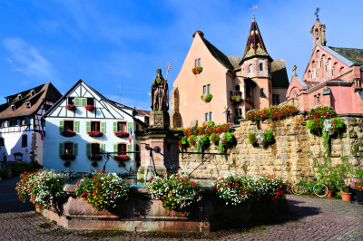 Fountain In The Eguisheim Village, France Jigsaw Puzzle In Waterfalls 