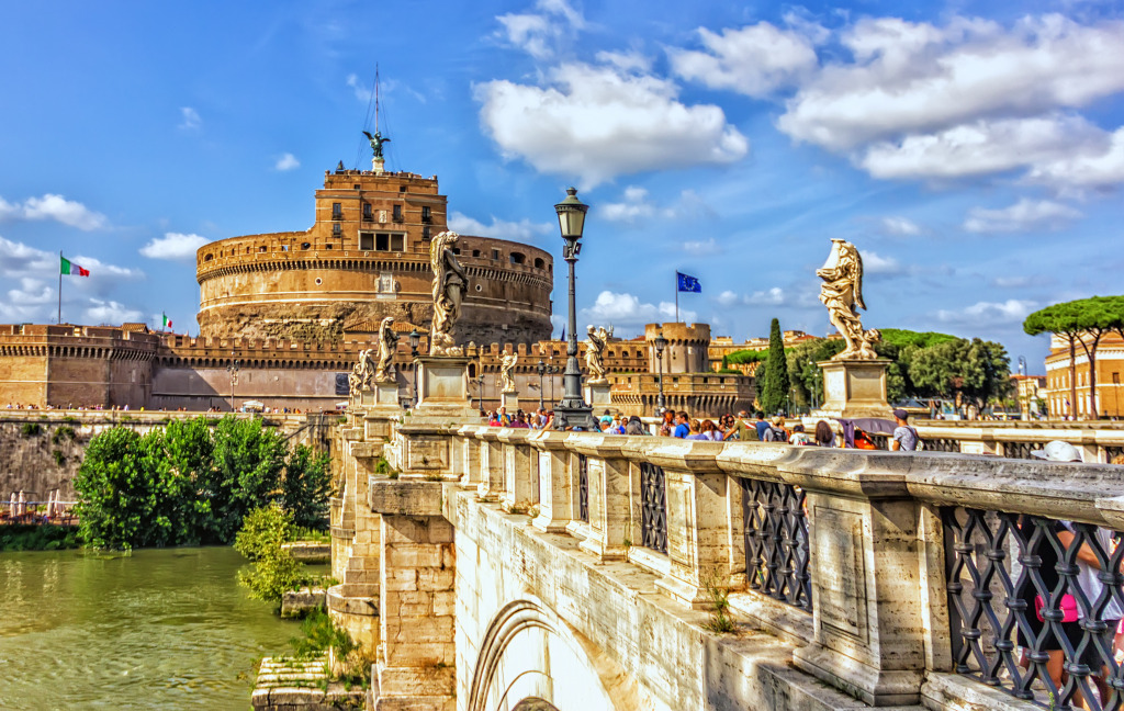 Sant'Angelo Bridge over the Tiber River, Rome jigsaw puzzle in Ponts puzzles on TheJigsawPuzzles.com