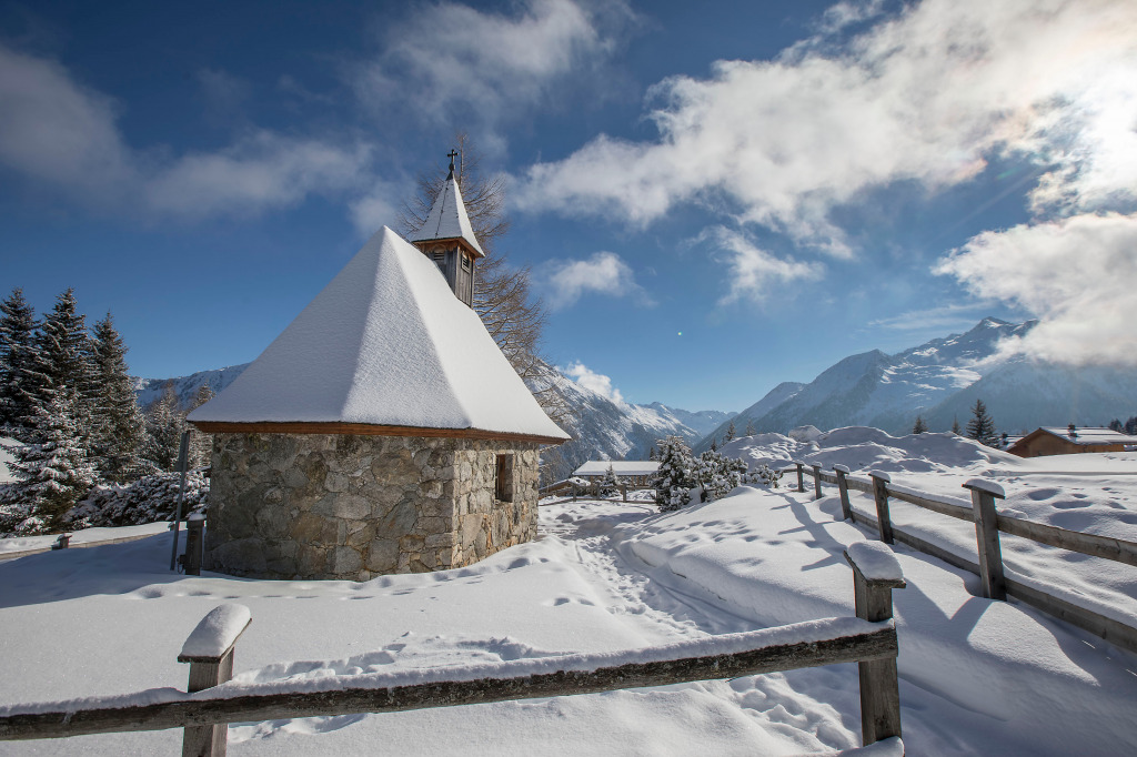 Mountain Village in Winter, Austrian Alps jigsaw puzzle in Great Sightings puzzles on TheJigsawPuzzles.com