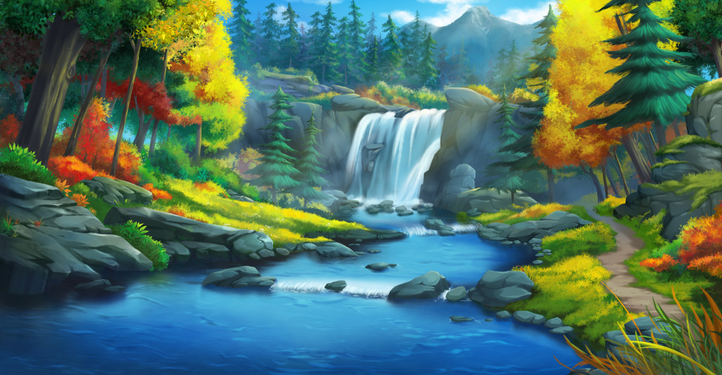 Waterfall in the Forest jigsaw puzzle in Chutes d'eau puzzles on TheJigsawPuzzles.com