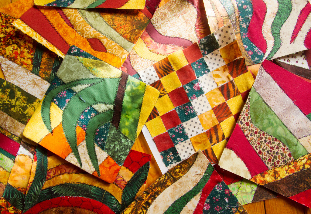 Patterned Fabric Stack jigsaw puzzle in Bricolage puzzles on TheJigsawPuzzles.com