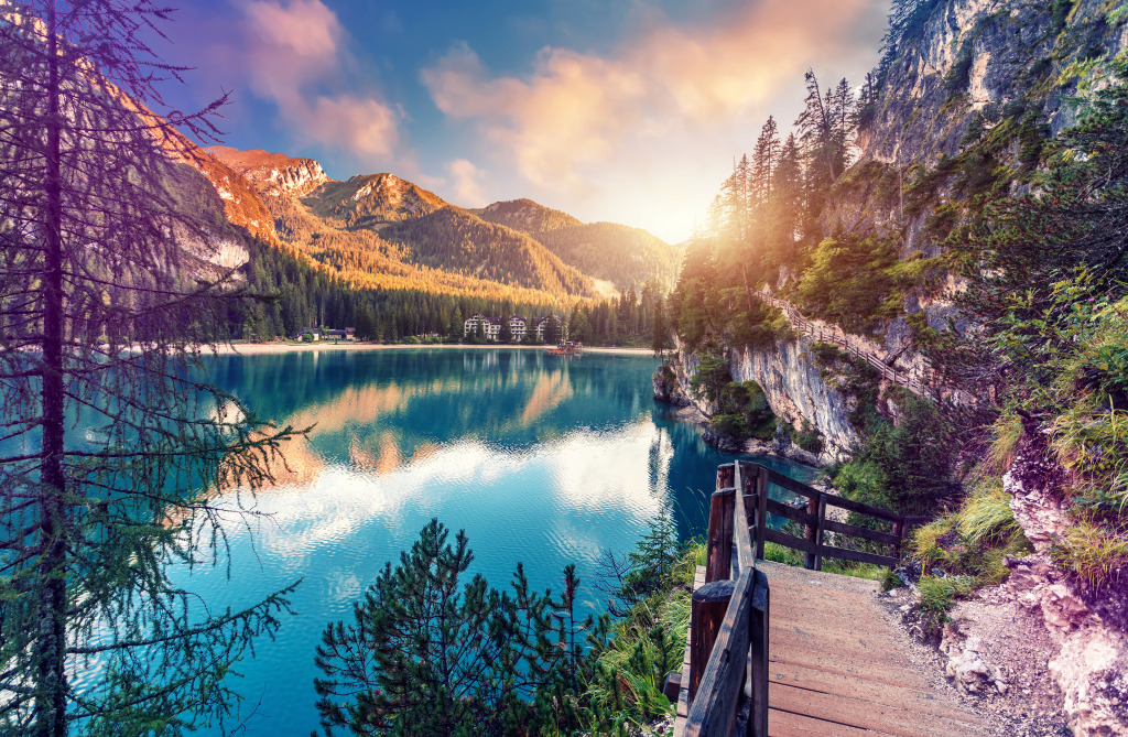 Braies Lake, Italian Alps jigsaw puzzle in Magnifiques vues puzzles on TheJigsawPuzzles.com