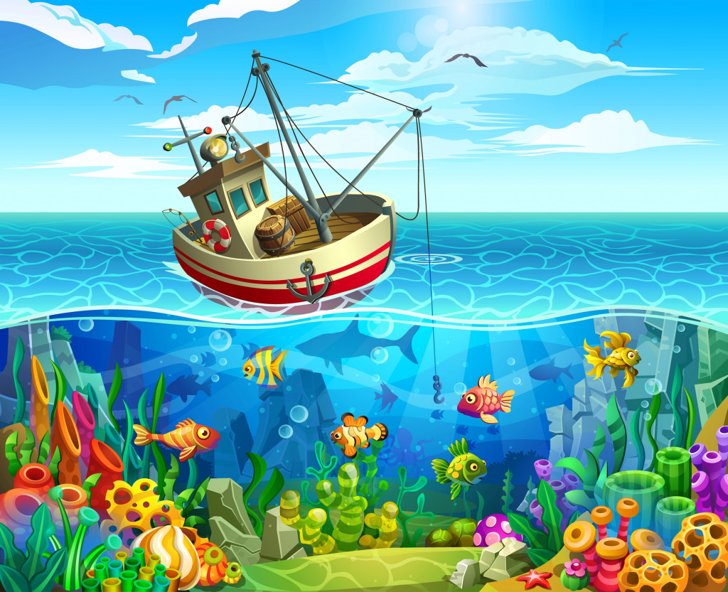 Рыболовная лодка jigsaw puzzle in Подводный мир puzzles on TheJigsawPuzzles.com