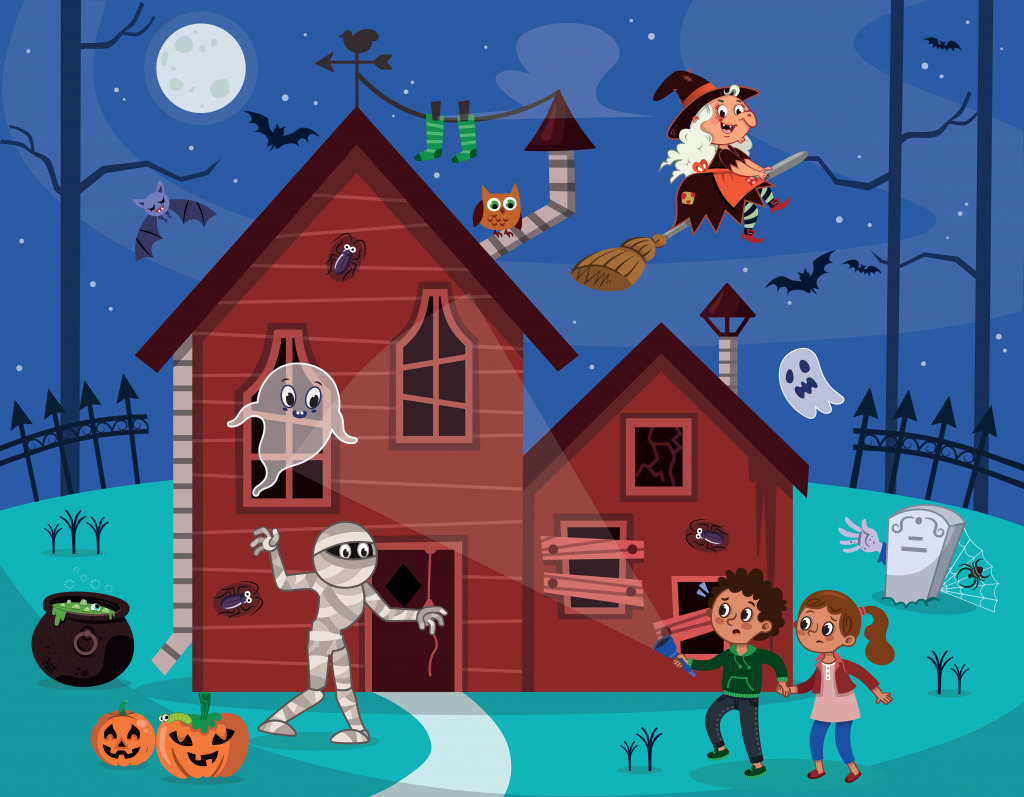 Halloween-Szene jigsaw puzzle in Kinder Puzzles puzzles on TheJigsawPuzzles.com