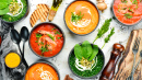 Spinach, Tomato and Carrot Soups