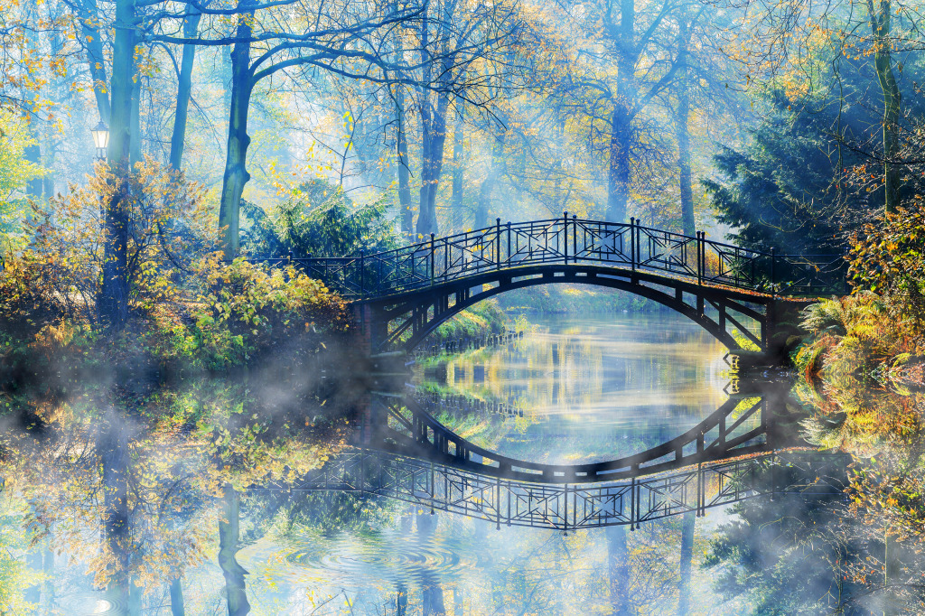 Old Bridge in the Autumn Park jigsaw puzzle in Great Sightings puzzles on TheJigsawPuzzles.com