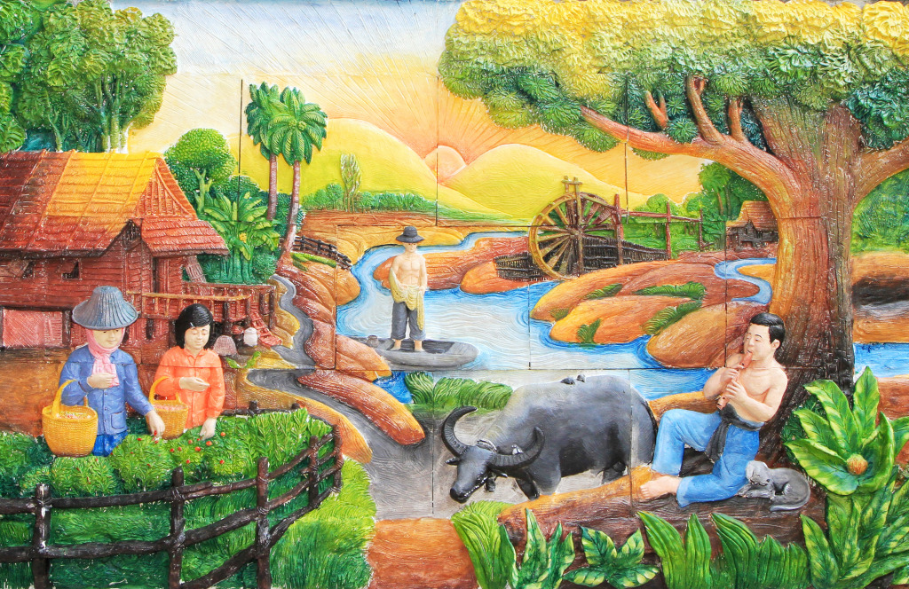 Wand eines thailändischen Tempels jigsaw puzzle in Handgemacht puzzles on TheJigsawPuzzles.com