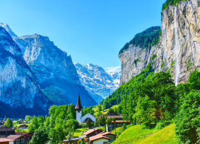 Lauterbrunnen Valley, Swiss Alps jigsaw puzzle in Waterfalls puzzles on ...