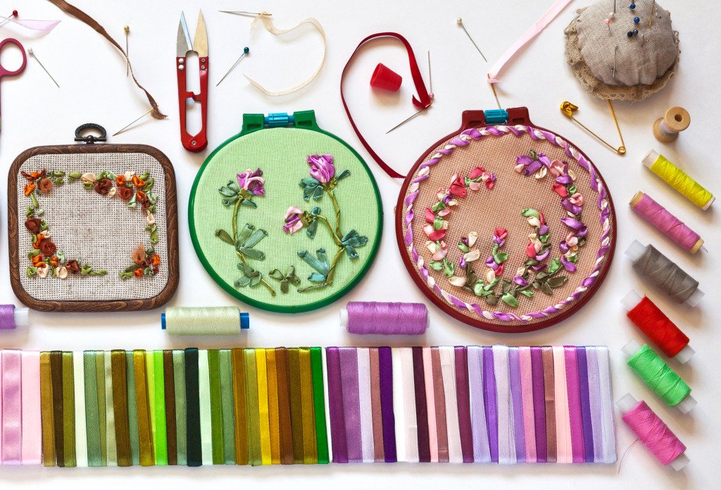 Needlework and Embroidery jigsaw puzzle in Handmade puzzles on TheJigsawPuzzles.com
