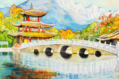 Black Dragon Pool, Lijiang, China jigsaw puzzle in Bridges puzzles on ...