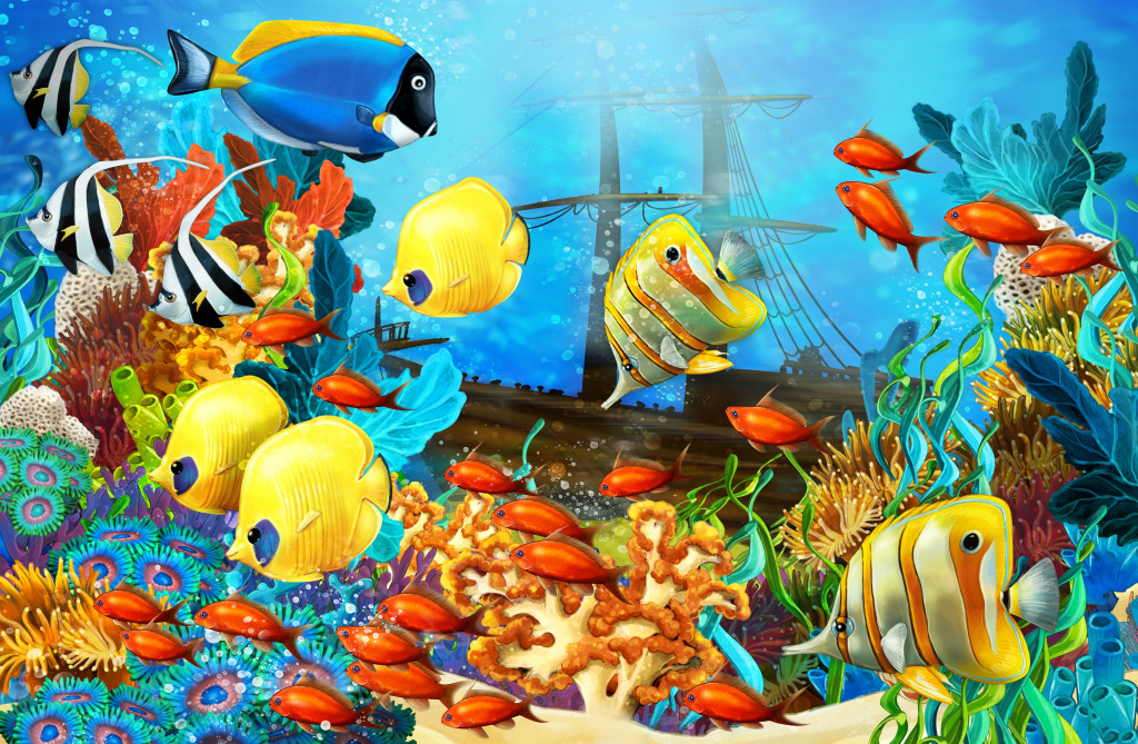Sea Bottom Illustration jigsaw puzzle in Under the Sea puzzles on TheJigsawPuzzles.com