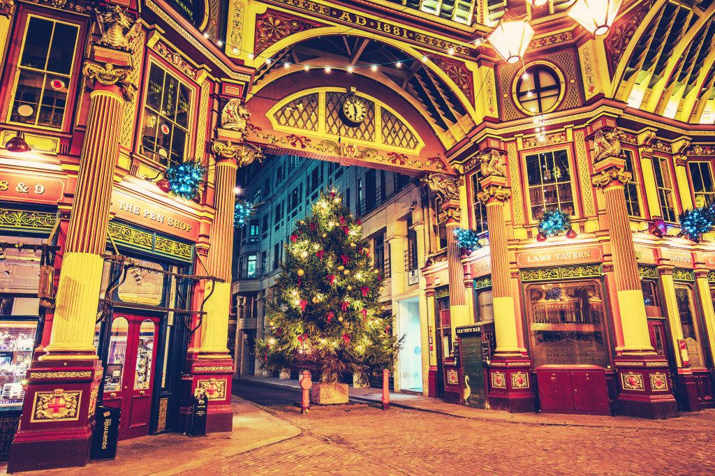Leadenhall Market Decorated for Christmas, London jigsaw puzzle in Noël et Nouvel An puzzles on TheJigsawPuzzles.com