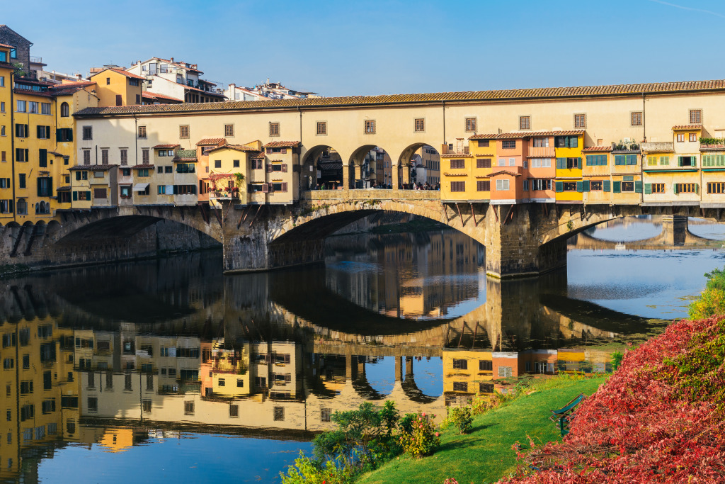 Ponte Vecchio em Florença, Toscana, Itália jigsaw puzzle in Pontes puzzles on TheJigsawPuzzles.com