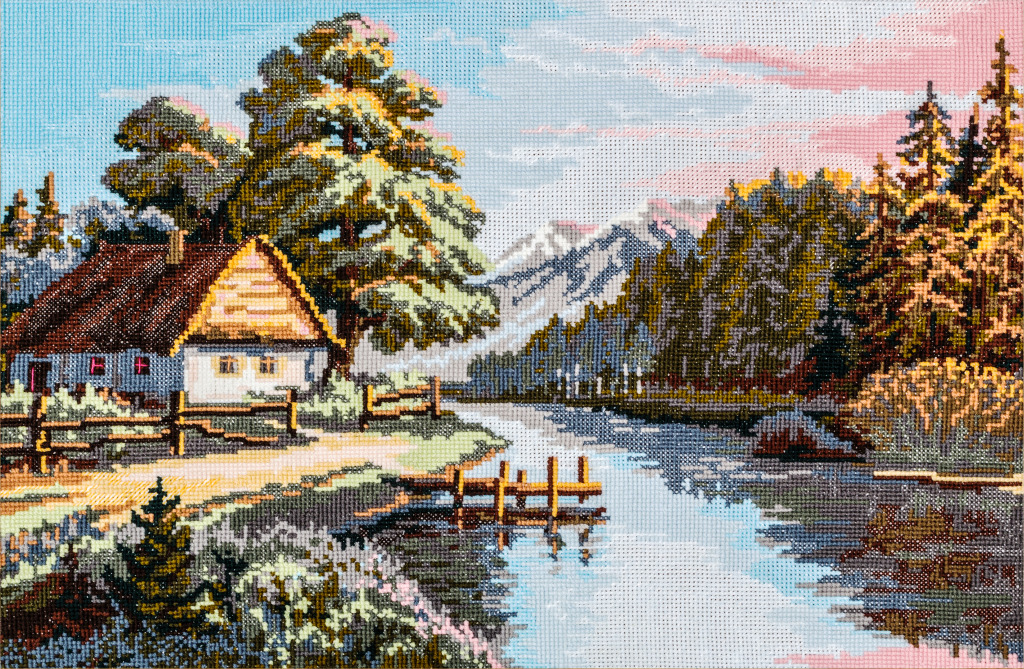 Embroidered Landscape jigsaw puzzle in Handmade puzzles on TheJigsawPuzzles.com