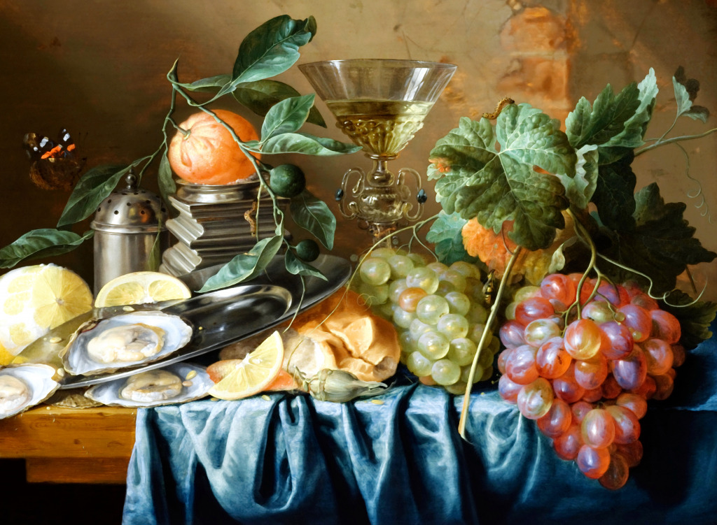 Still Life with Grapes and Antique Vase jigsaw puzzle in Fruits & Légumes puzzles on TheJigsawPuzzles.com