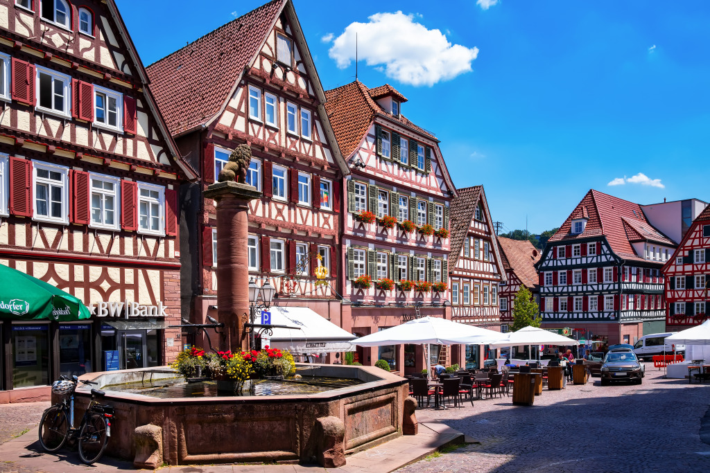 Town Square of Calw, Germany jigsaw puzzle in Street View puzzles on TheJigsawPuzzles.com