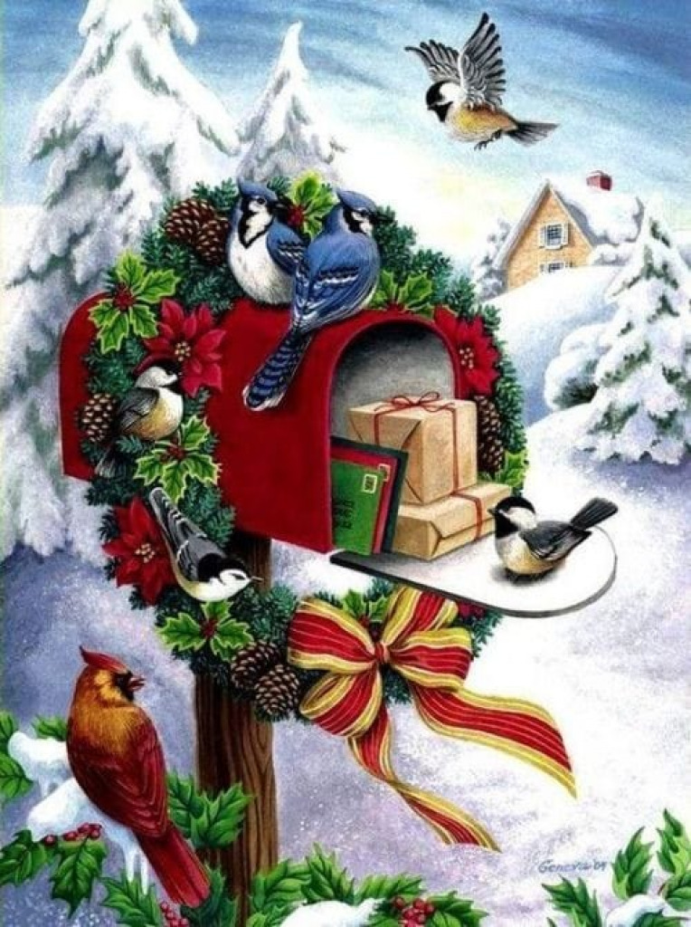 Christmas birds jigsaw puzzle in Lynda Baran puzzles on TheJigsawPuzzles.com