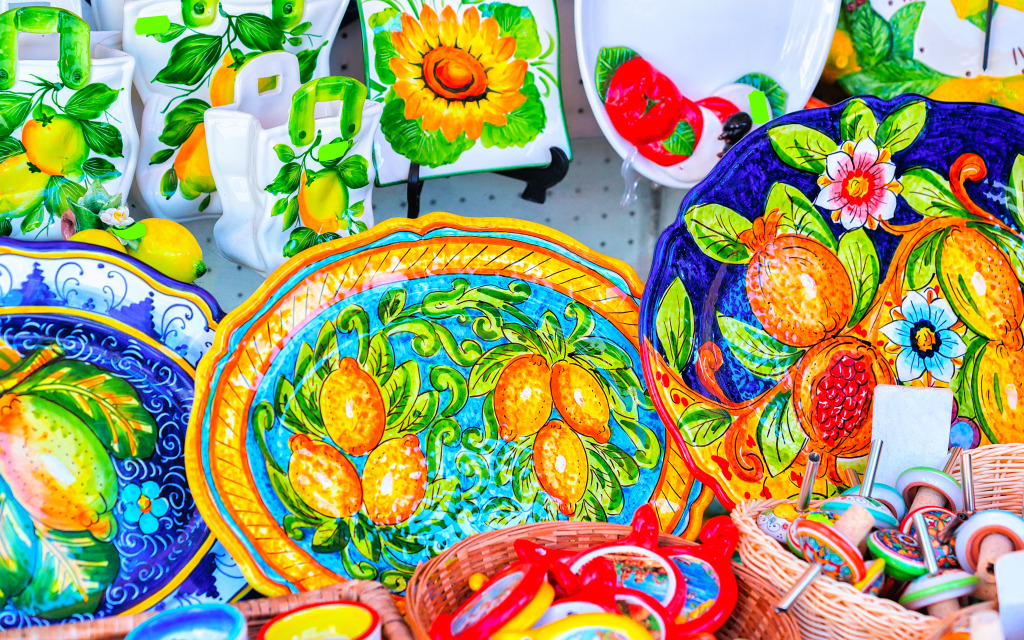 Traditional Ceramics in Ravello, Italy jigsaw puzzle in Bricolage puzzles on TheJigsawPuzzles.com
