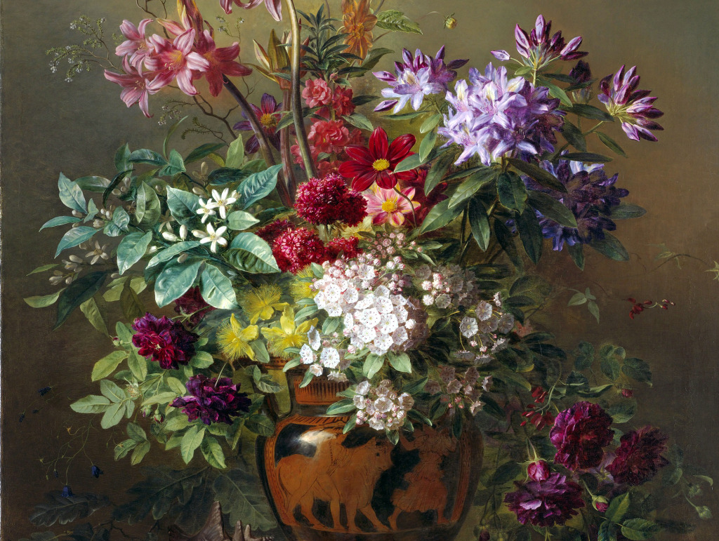 Still Life with Flowers in a Greek Vase jigsaw puzzle in Fleurs puzzles on TheJigsawPuzzles.com